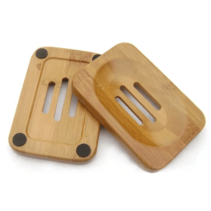 Handmade bamboo soap dish, featuring a natural design and slots for drainage, perfect for keeping soap dry and lasting longer.