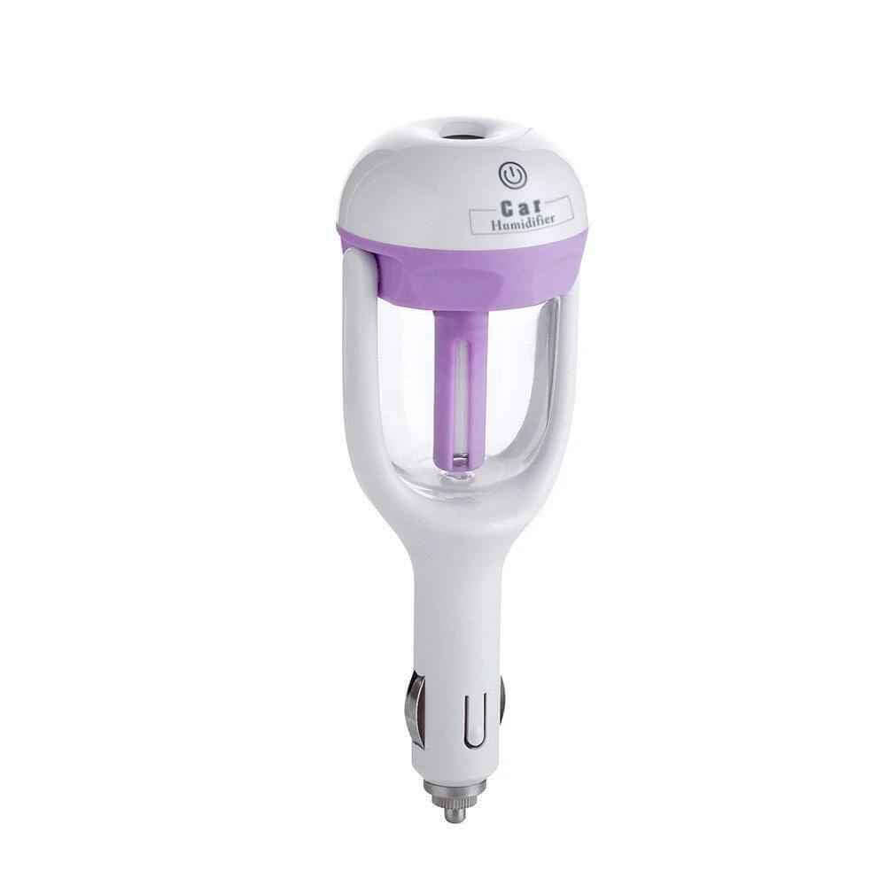 Mini car humidifier with aromatherapy for purifying air in vehicles and small spaces.