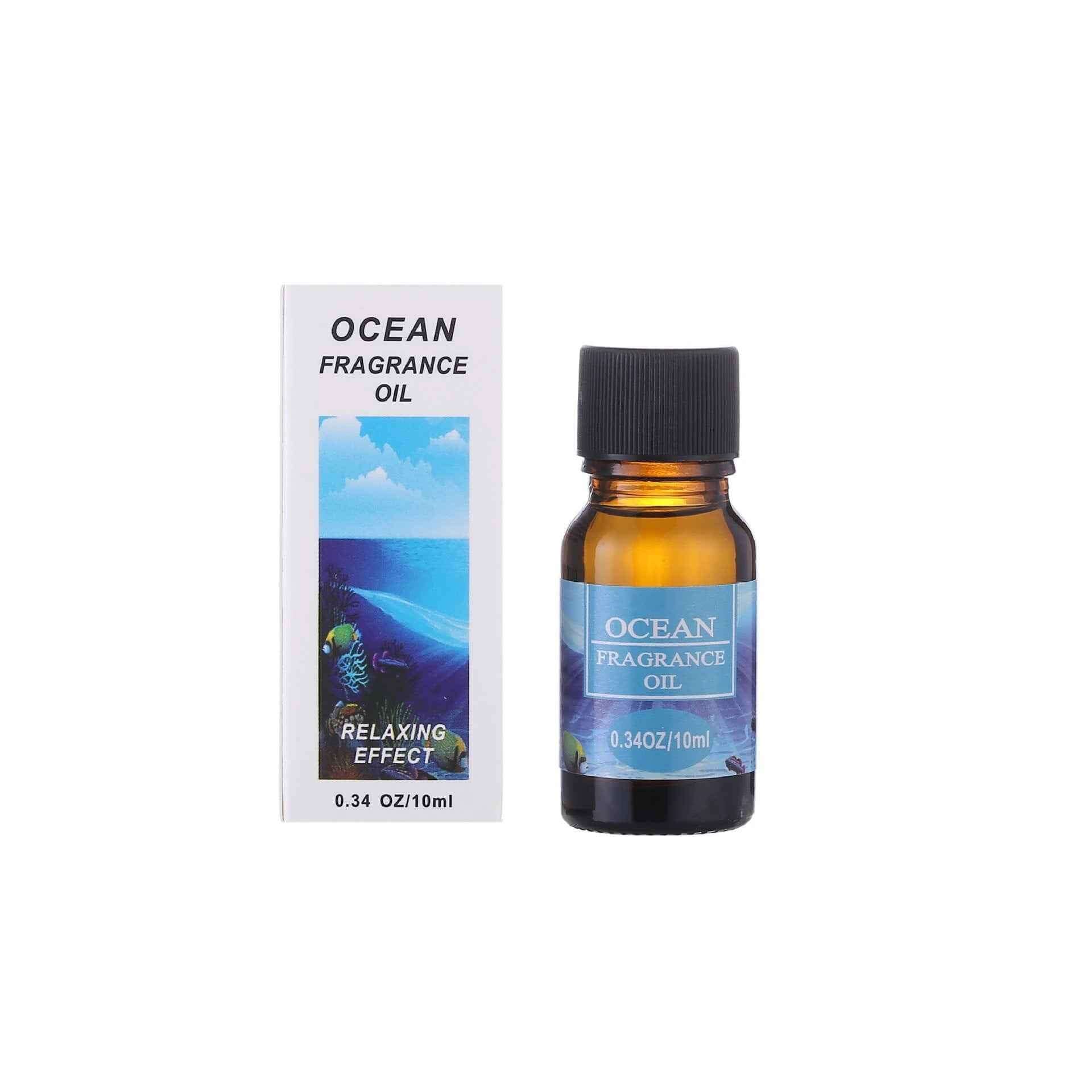Aromatherapy essential oils for humidifiers in an ocean fragrance, packaged in a 10ml bottle for relaxing effect.