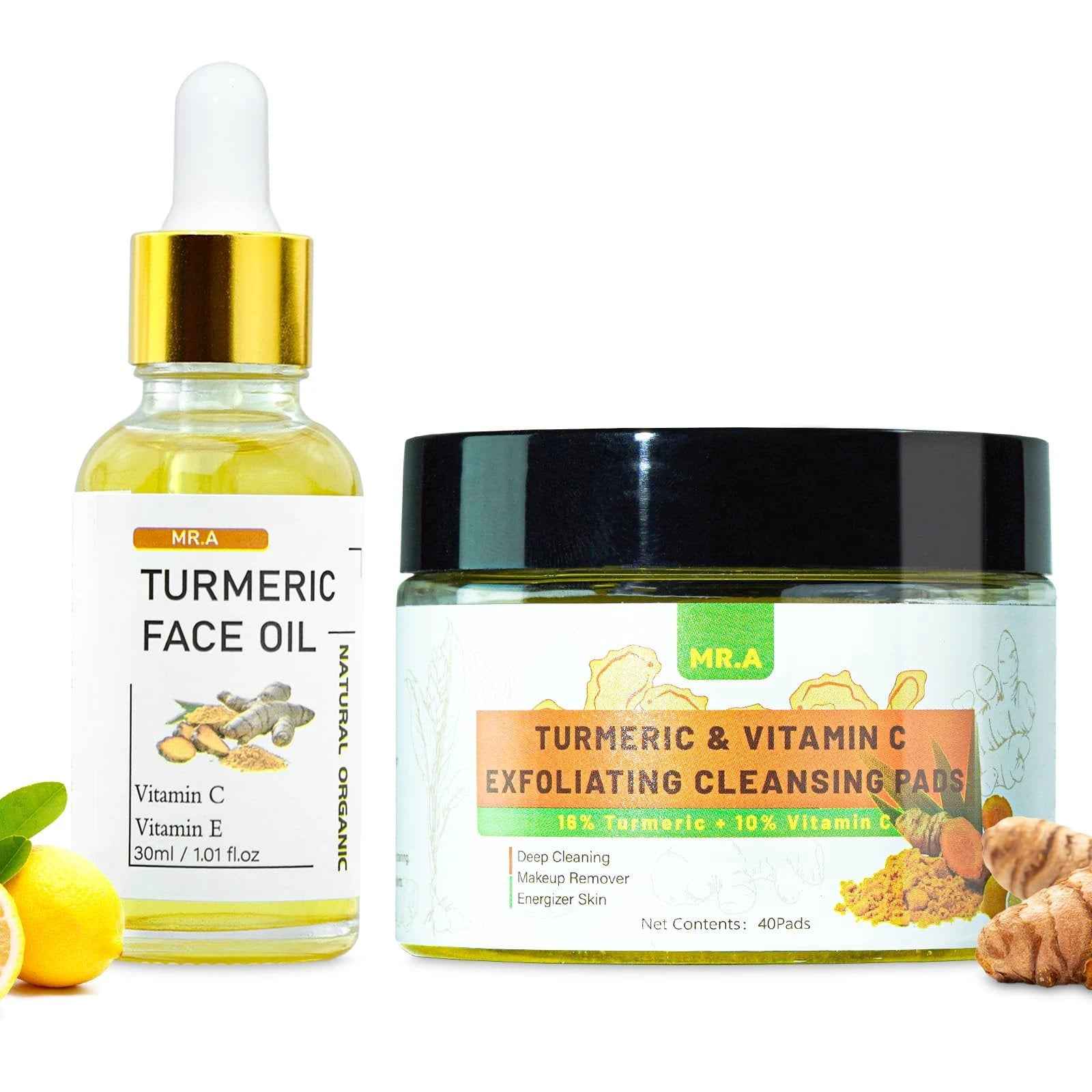 Turmeric Glow Facial Pads 40pc - Exfoliate & Moisturize