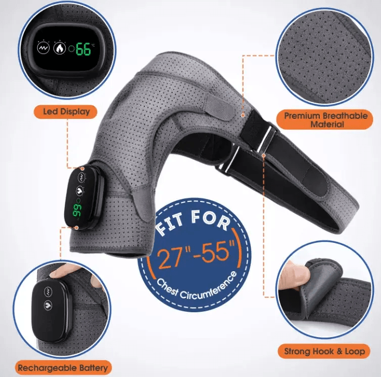 Heated electric massage pad featuring LED display, breathable material, and rechargeable battery for ultimate comfort.