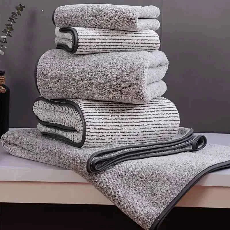Bamboo Charcoal Coral Fleece Bath Towel Gift Set