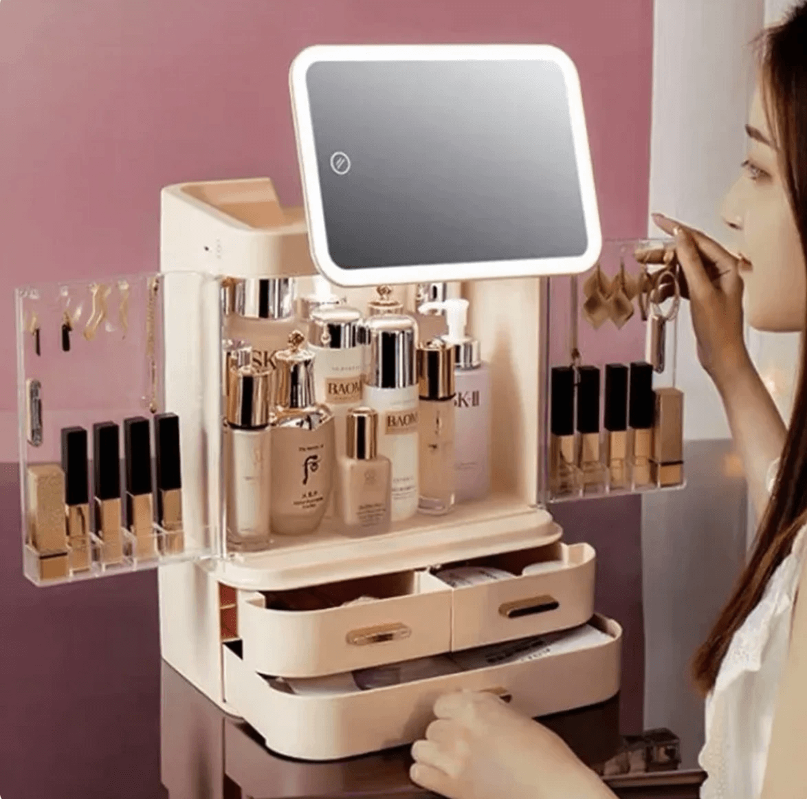 Mirror Light Cosmetic Storage Box by Pampering Heaven