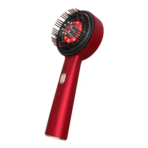 Glow Massage Comb, a scalp massage comb with red light therapy, designed for soothing relief and promoting healthy hair growth.