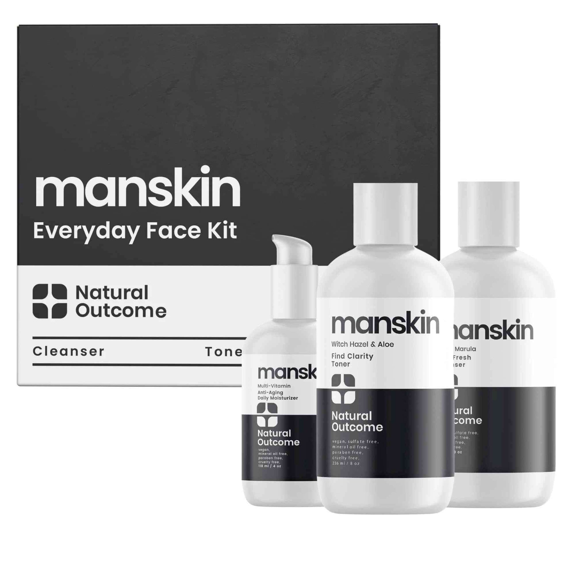 Natural Outcome Men's Skincare Essentials | 3-Step Anti-Aging Kit