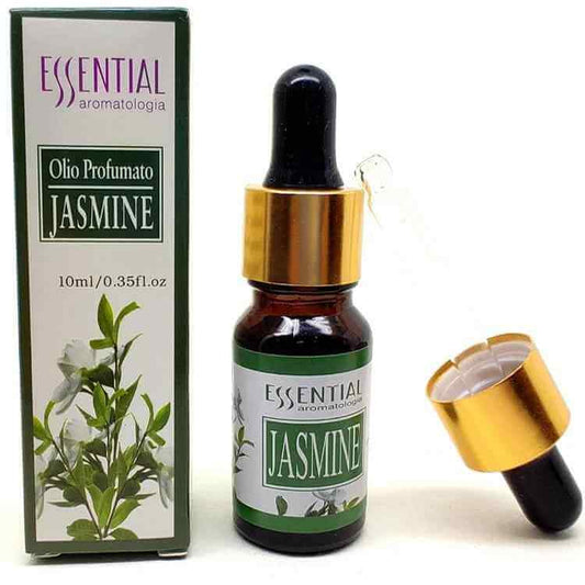 Essential Oil for Humidifiers - Jasmine aromatherapy oil bottle with dropper and packaging.