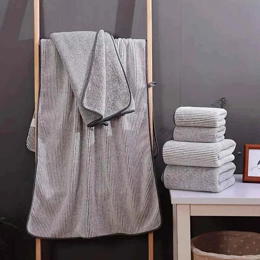 Bamboo Charcoal Coral Fleece Bath Towel Gift Set