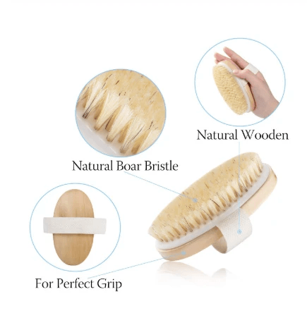 Bamboo Bath Brush with Boar Bristles for Cleaning by Pampering Heaven
