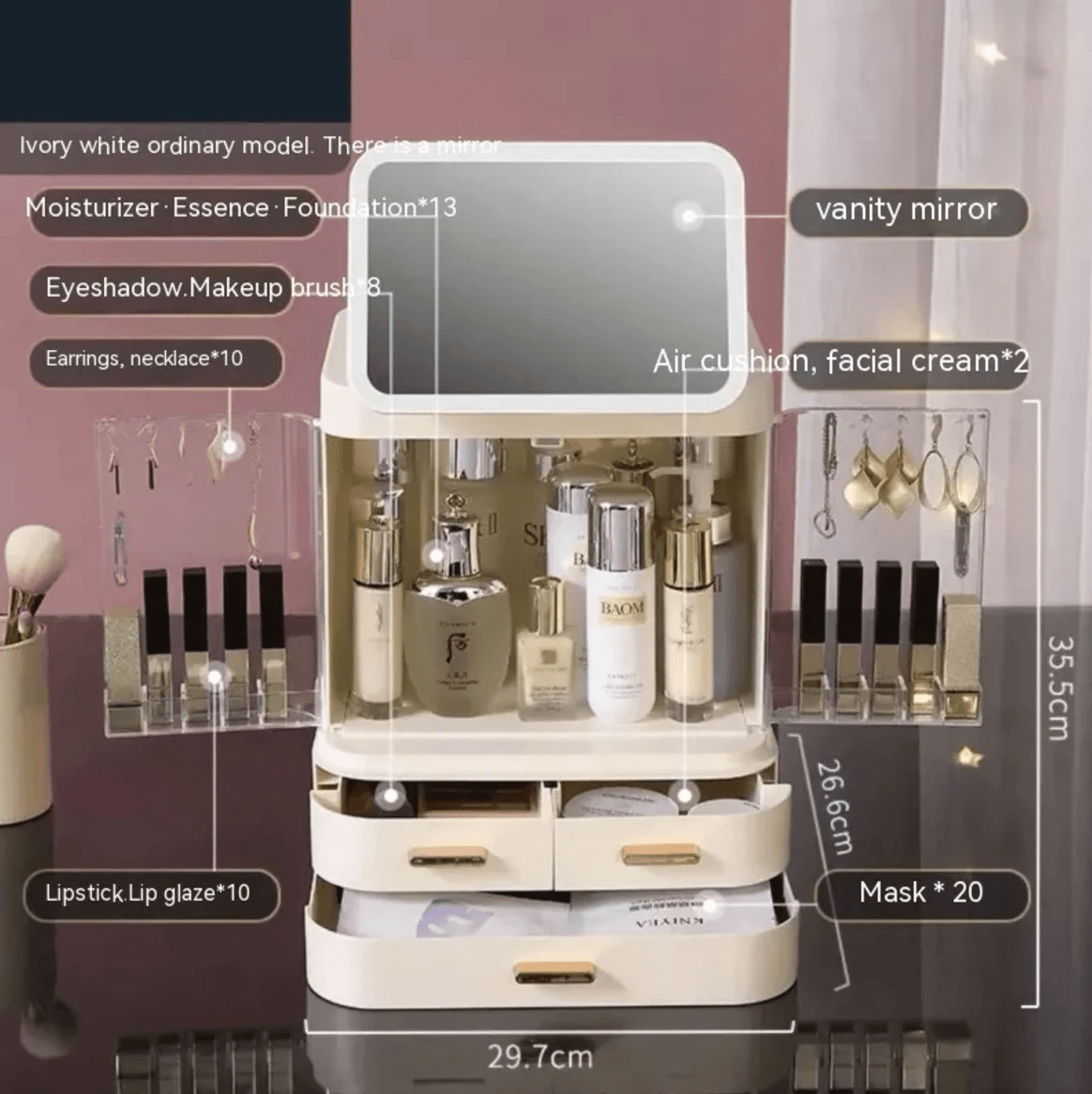 Mirror Light Cosmetic Storage Box by Pampering Heaven