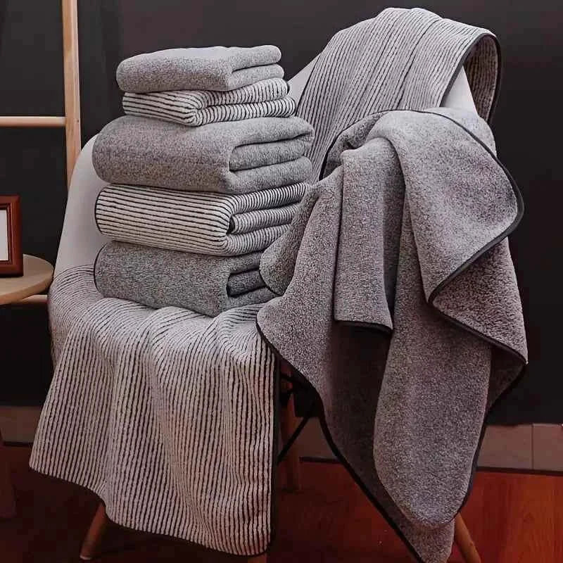 Bamboo Charcoal Coral Fleece Bath Towel Gift Set