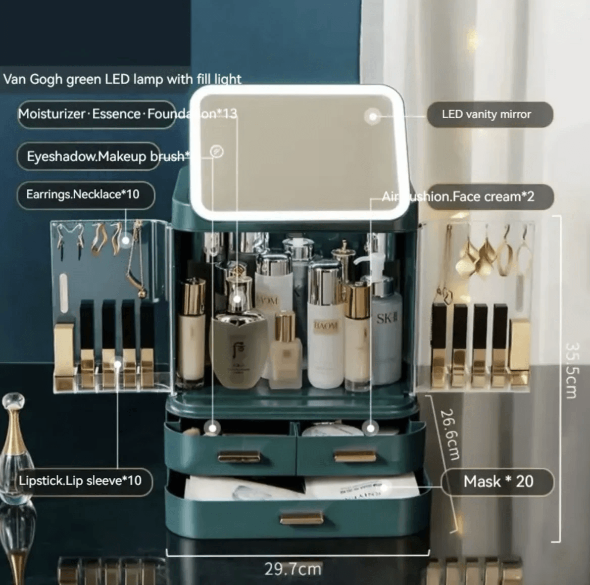 Mirror Light Cosmetic Storage Box by Pampering Heaven