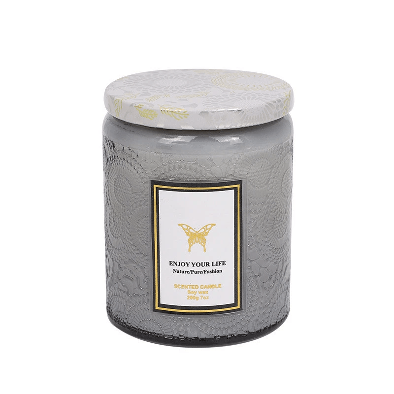 Embossed Glass Soy Aromatherapy Candles by Pampering Heaven