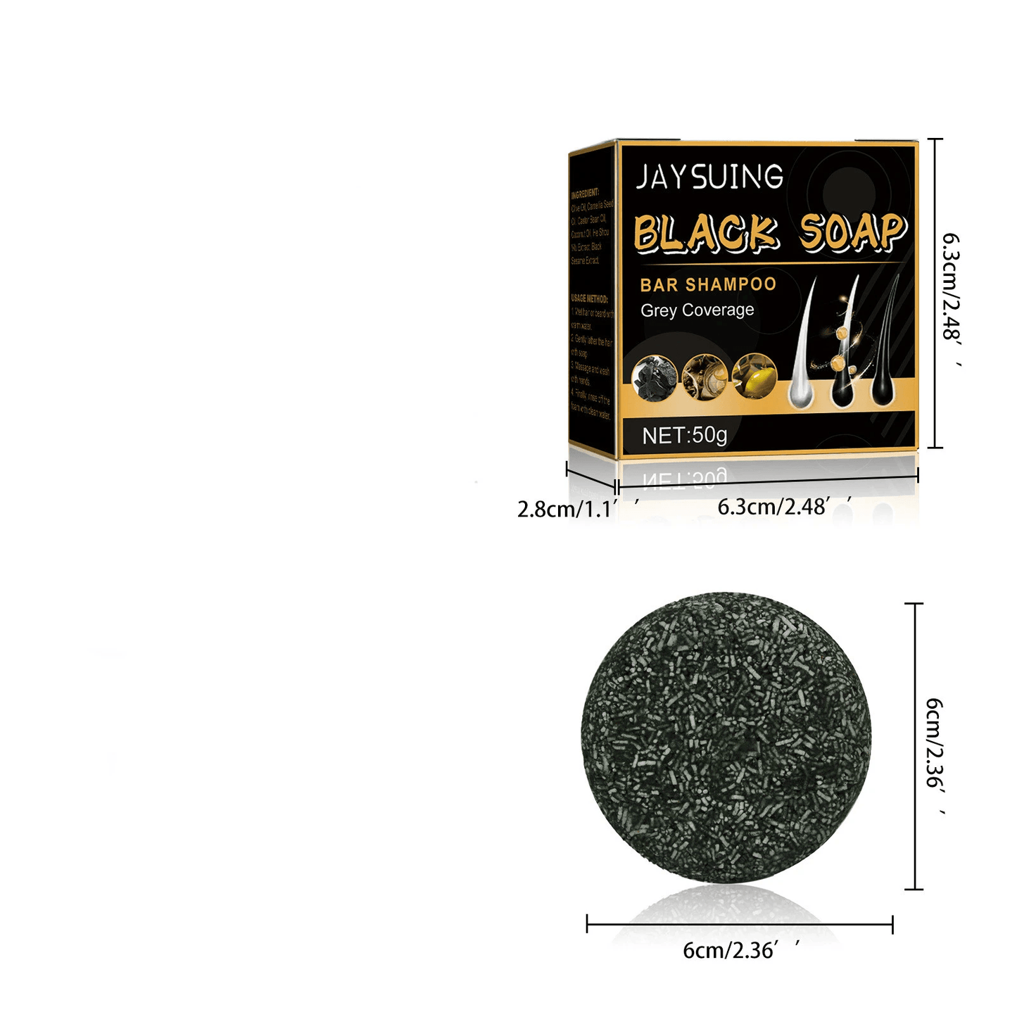 Black Thickening Hair Care Shampoo Bar by Pampering Heaven