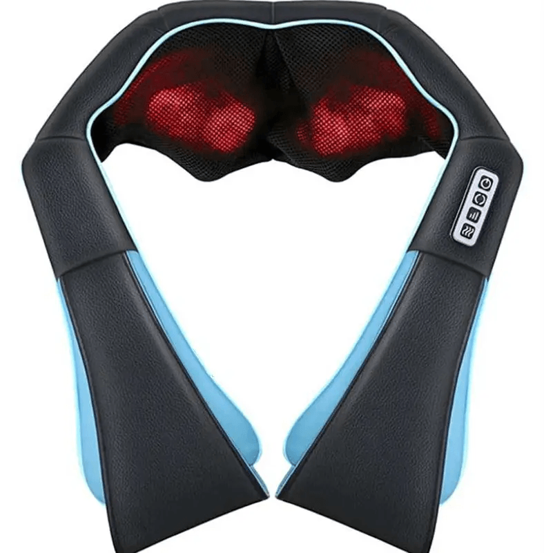 Multifunctional massage cushion with ergonomic design and soothing red light features.
