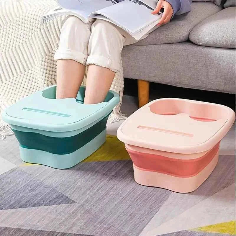 Folding Bubble Foot Bath Bucket with Lid for Travel