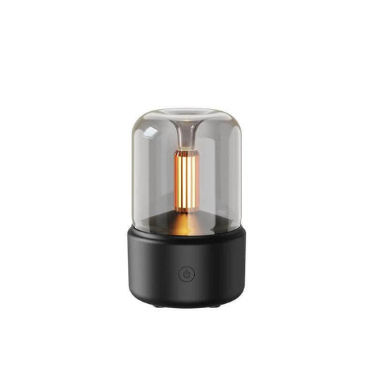 Stylish USB aromatherapy humidifier with candlelight feature, enhancing home ambiance.