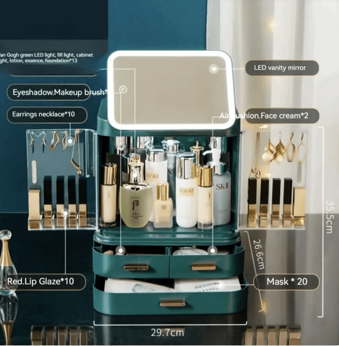 Mirror Light Cosmetic Storage Box by Pampering Heaven