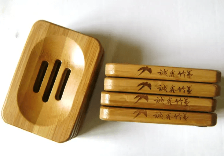 Handmade bamboo soap dish and holders, showcasing natural bamboo craftsmanship and unique design features.
