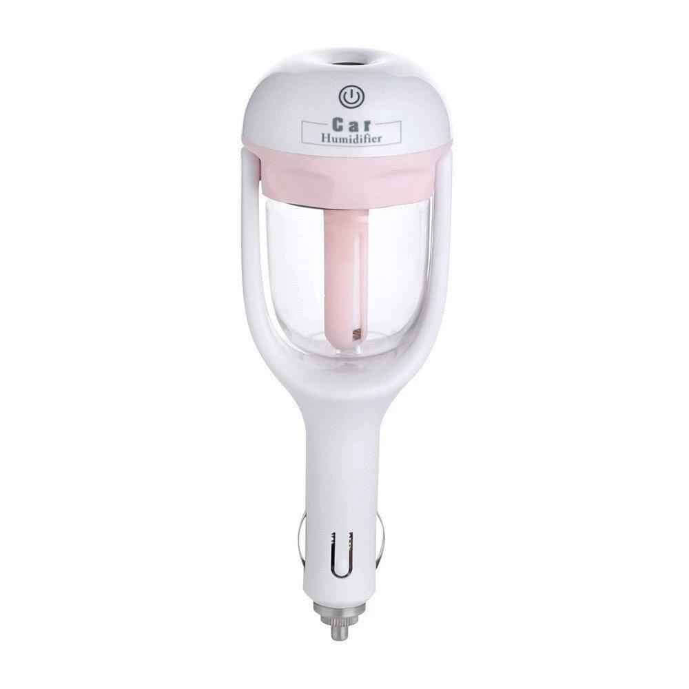Mini car humidifier with aromatherapy for stylish air purification in vehicles.