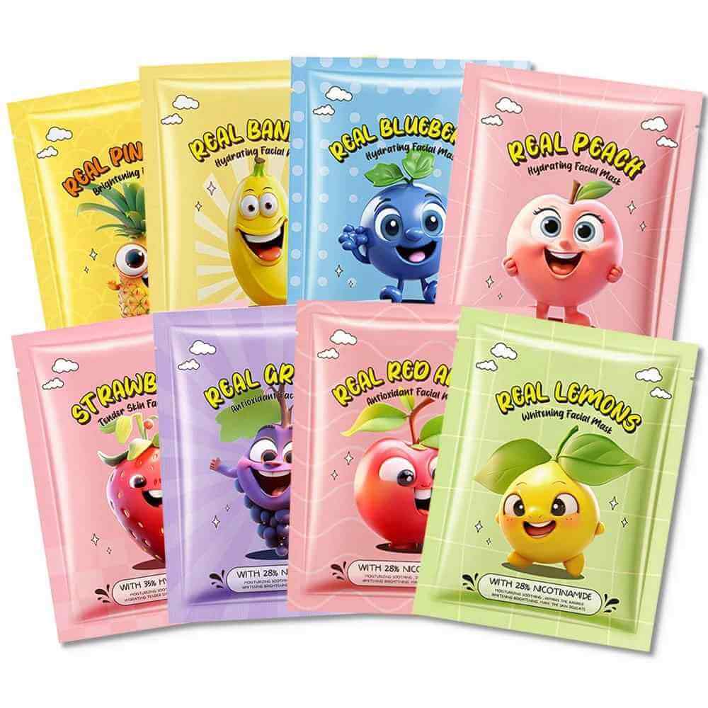 Kaely Fruit Infusion Face Masks - 8 Pack