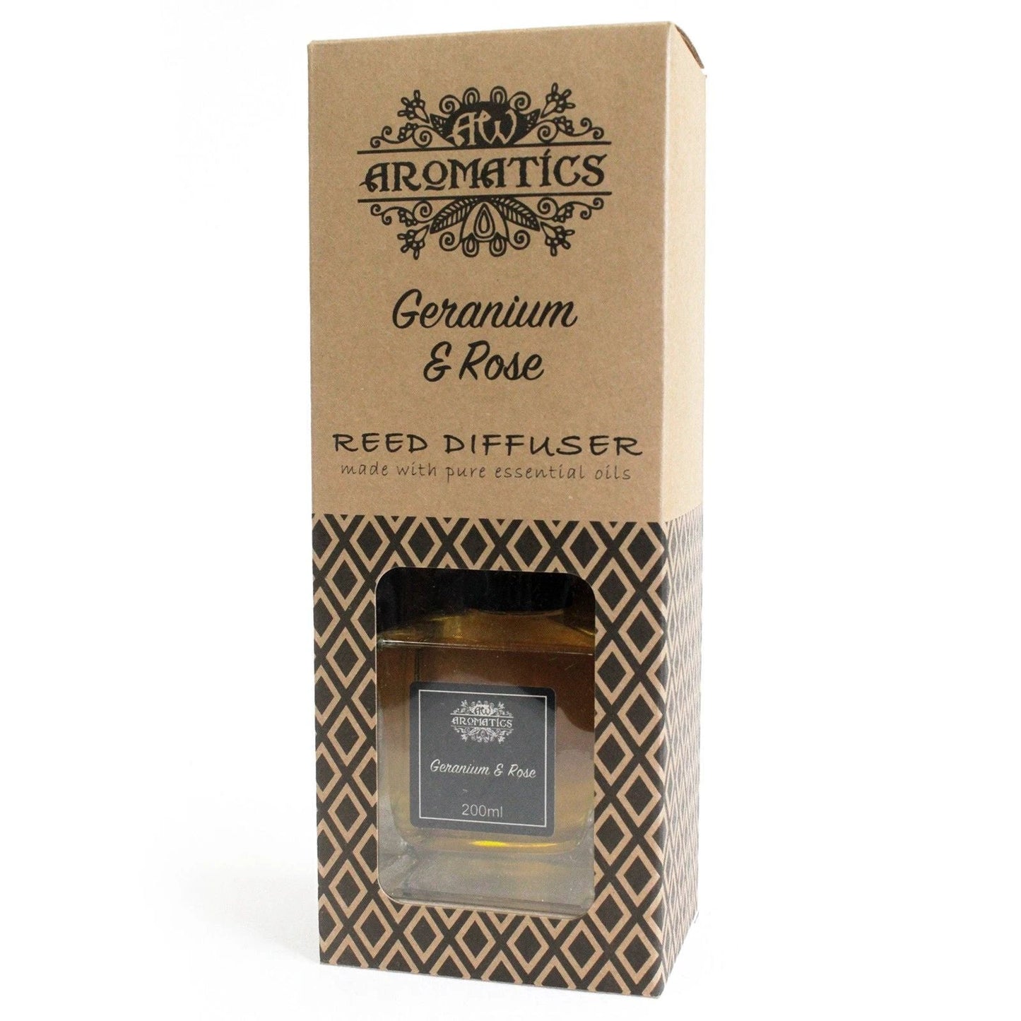 200ml Geranium & Rose Essential Oil Reed Diffuser by AW Dropship UK
