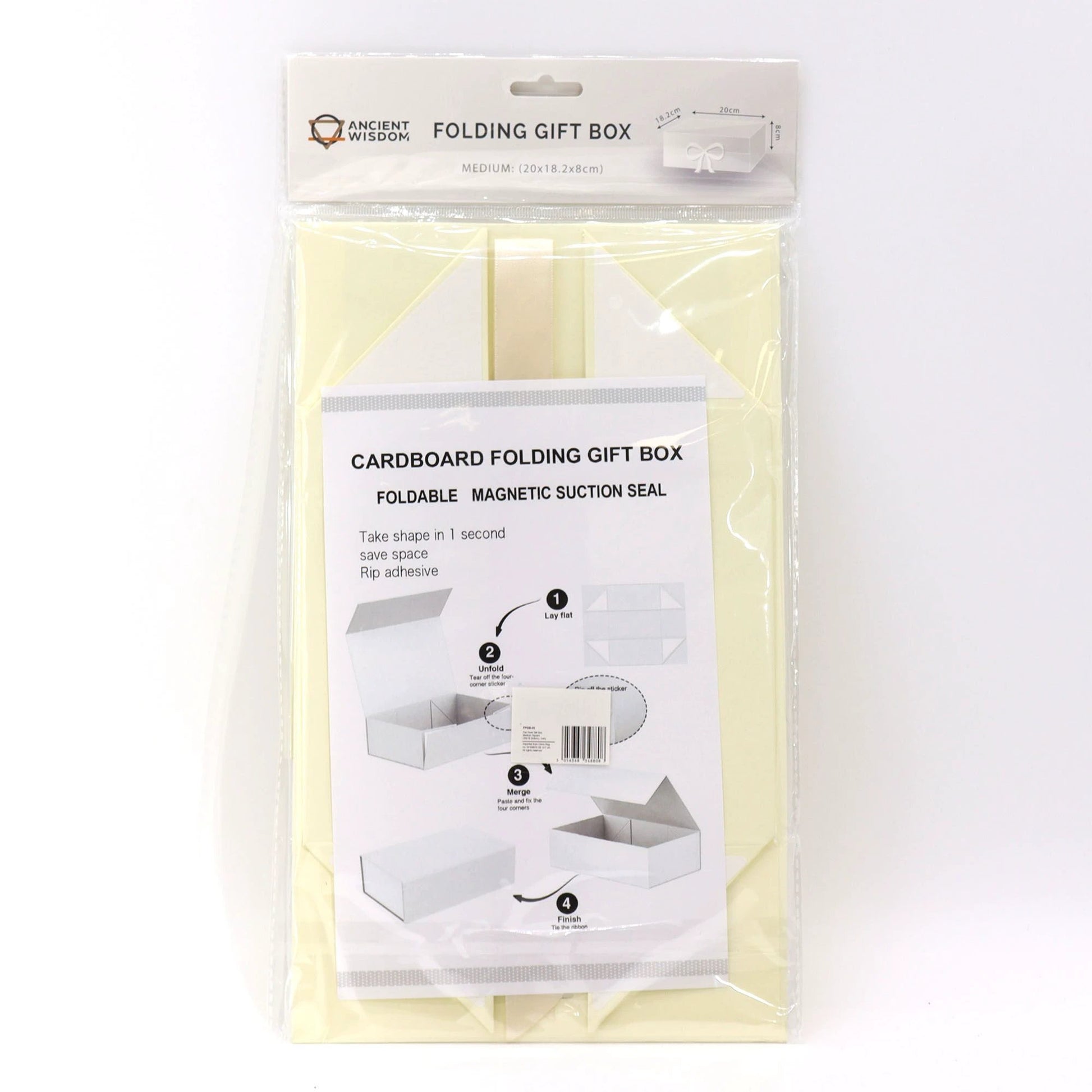 Flat Pack Gift Box - Medium Square (20x18.2x8cm) - Ivory by AW Dropship UK