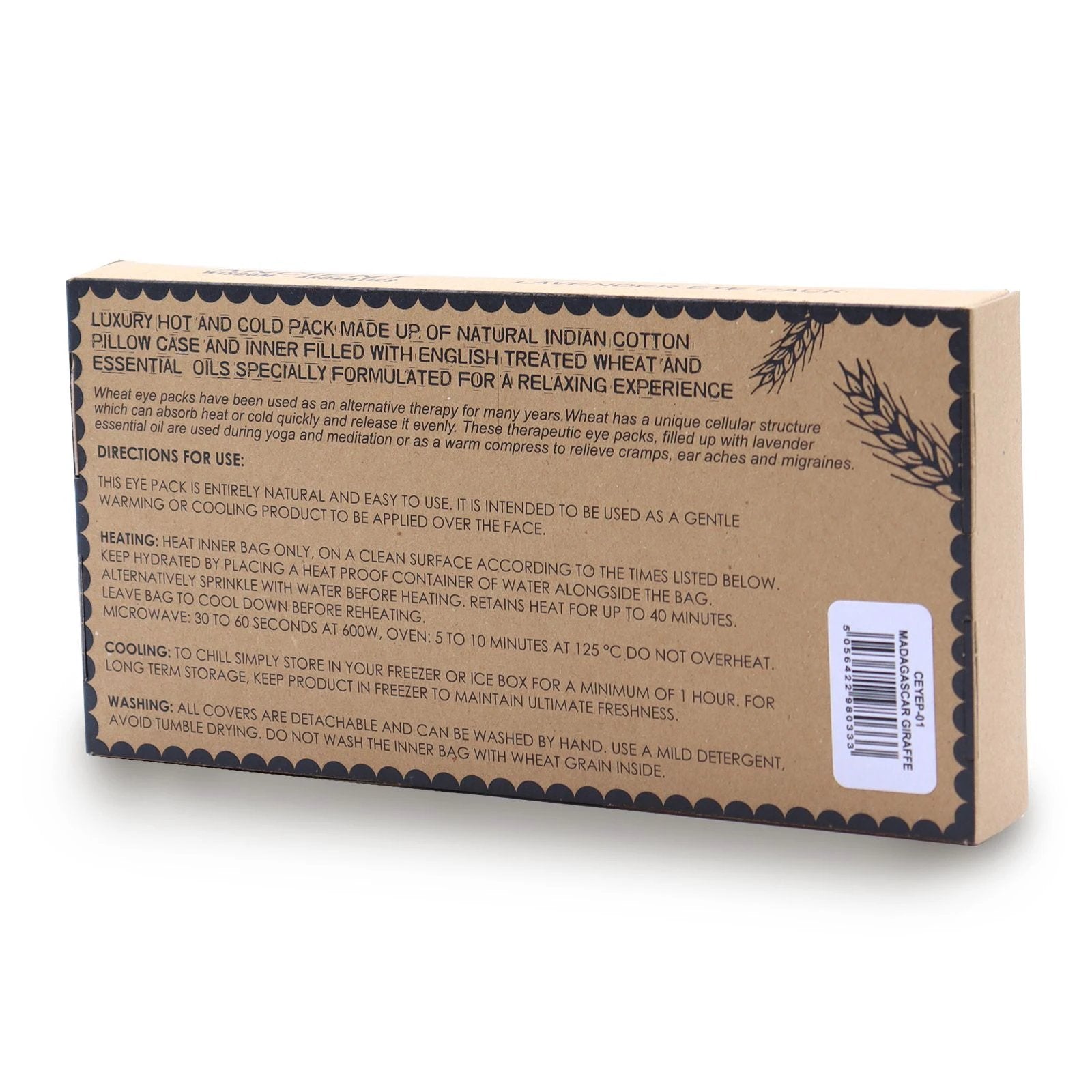Lavender Natural Cotton and Juco Eye Pillow in Gift Box - Madagascar Giraffe by AW Dropship UK