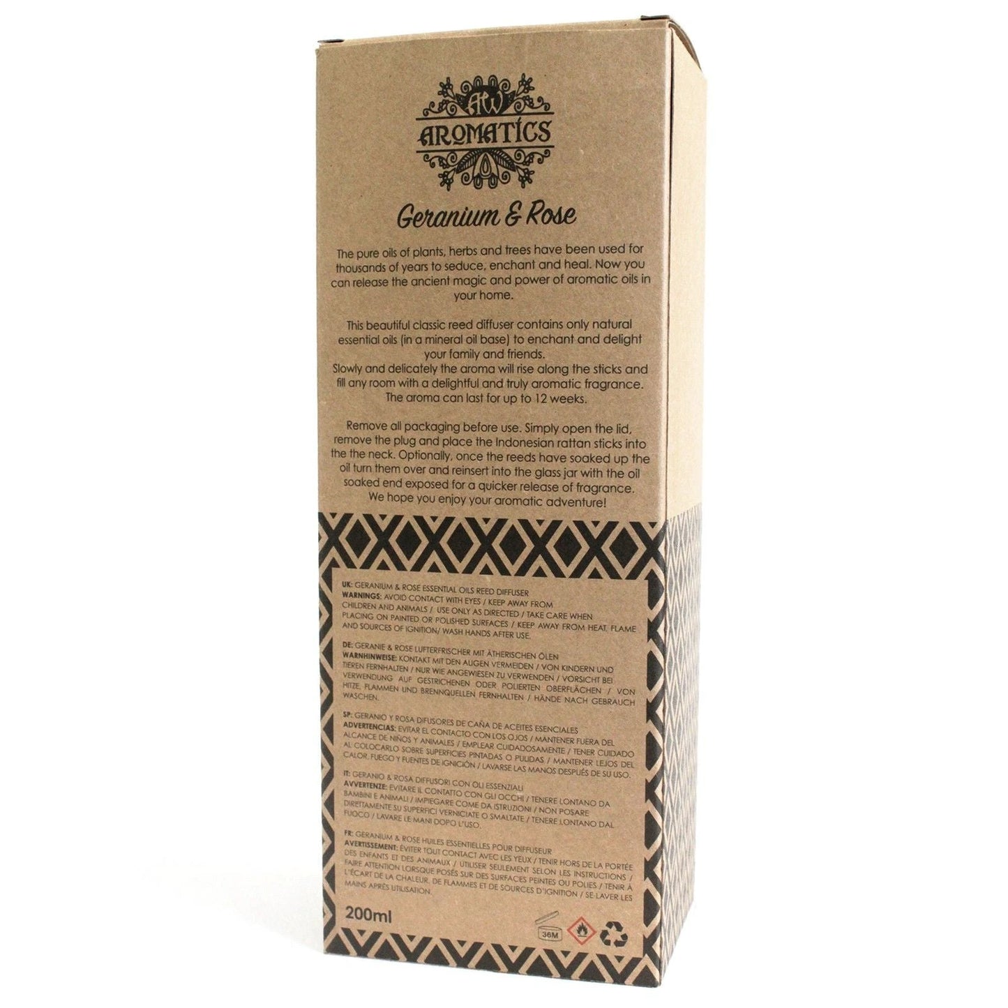 200ml Geranium & Rose Essential Oil Reed Diffuser by AW Dropship UK