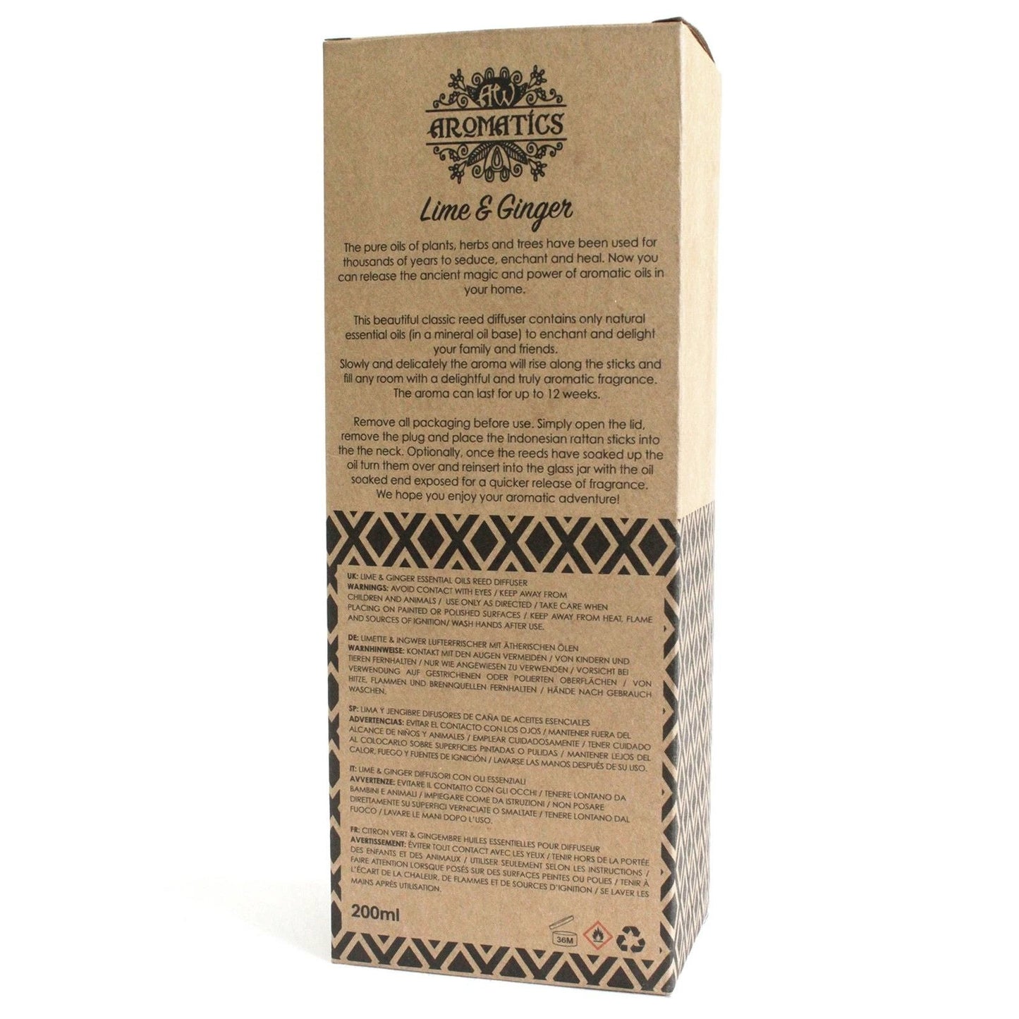 200ml Lime & Ginger Essential Oil Reed Diffuser by AW Dropship UK