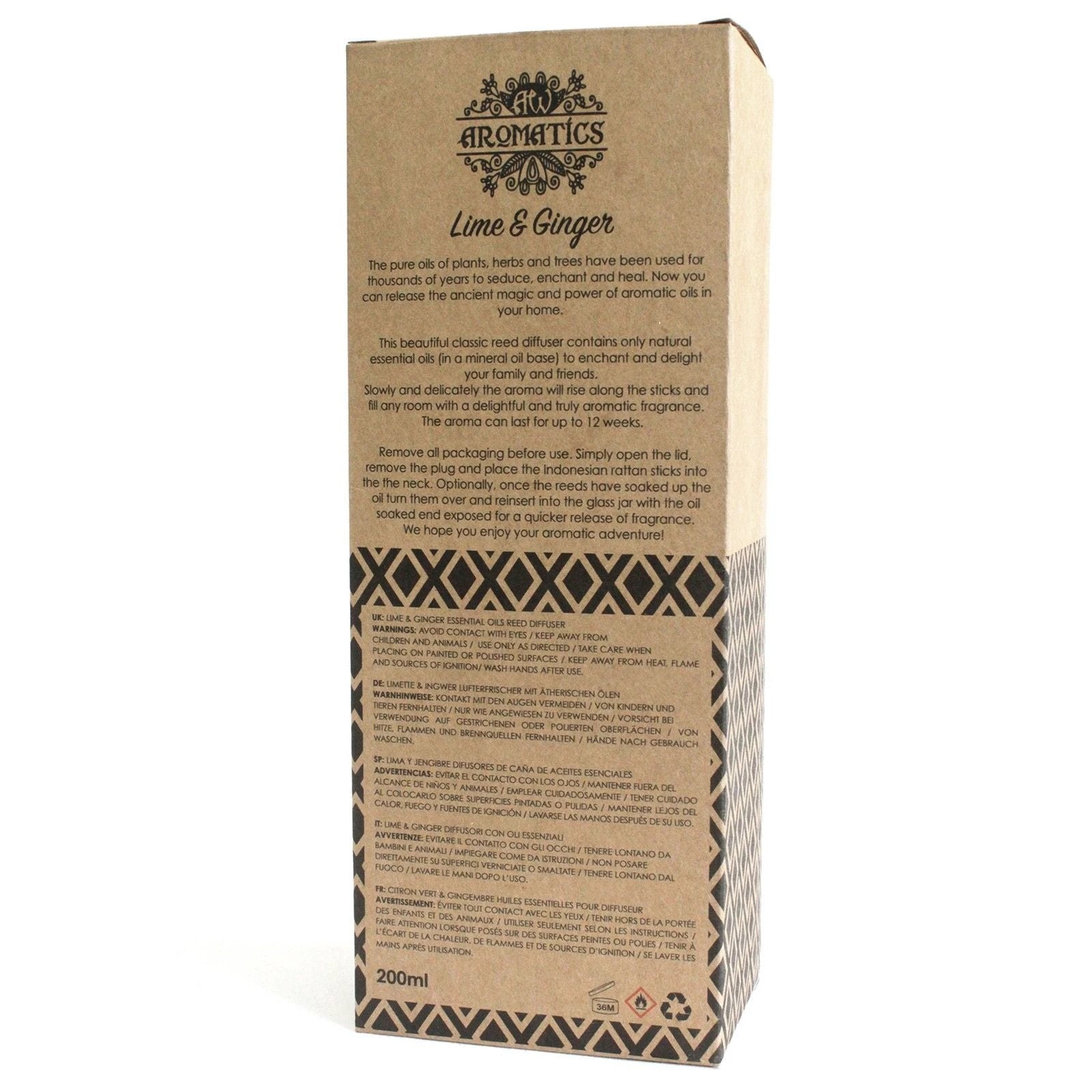 200ml Lime & Ginger Essential Oil Reed Diffuser by AW Dropship UK
