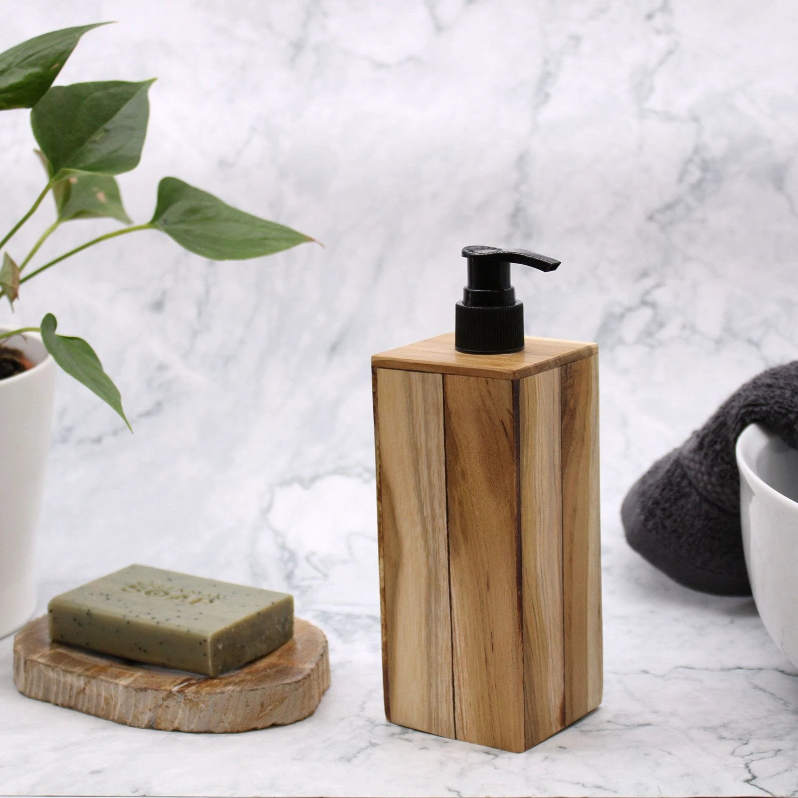 Natural Teakwood Soap Dispenser - Square by AW Dropship UK