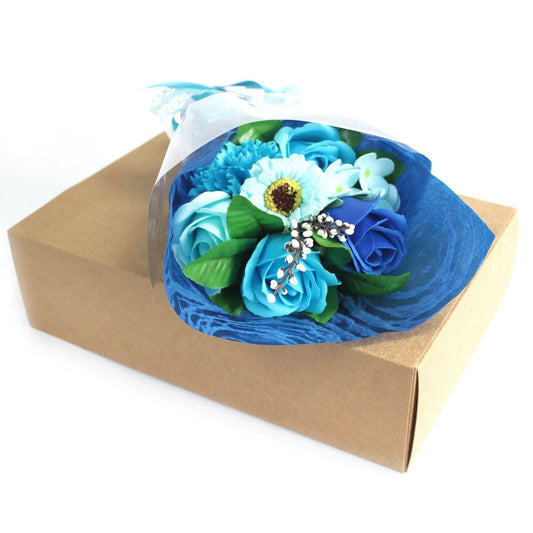 Boxed Hand Soap Flower Bouquet - Blue by AW Dropship UK