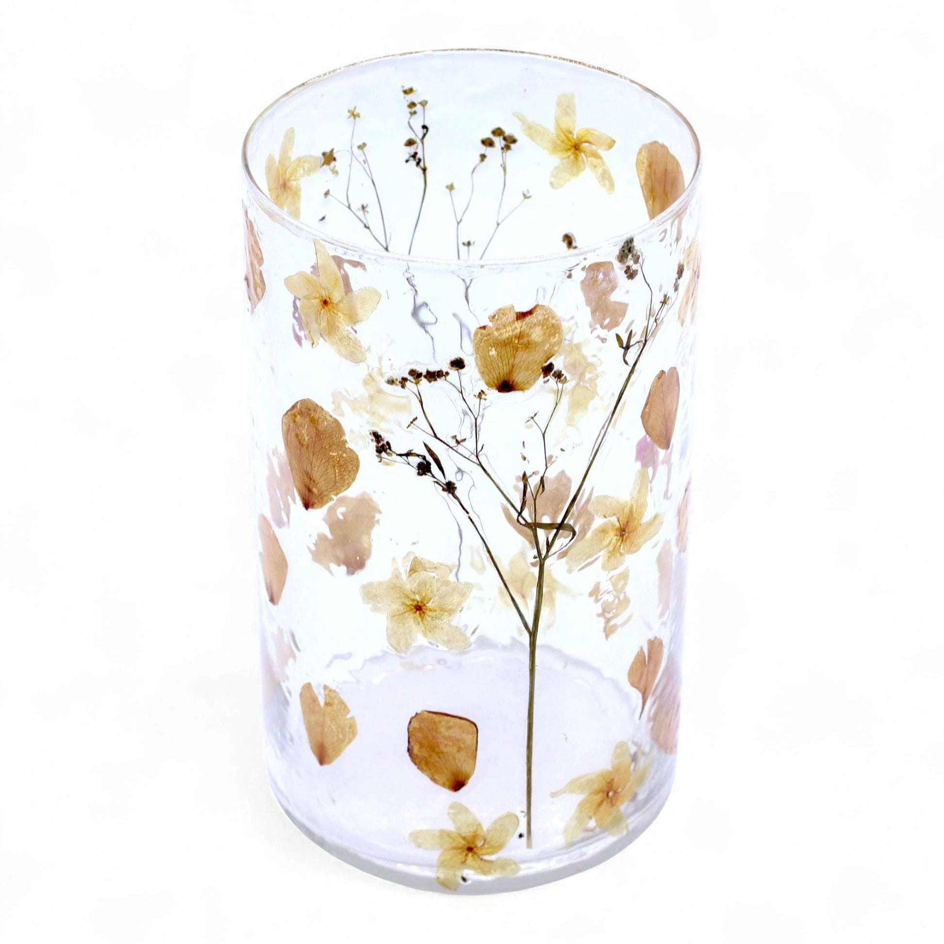 Natural Floral Glass - Tall Vase Candle Holder - Rose - (19x11cm) by AW Dropship UK