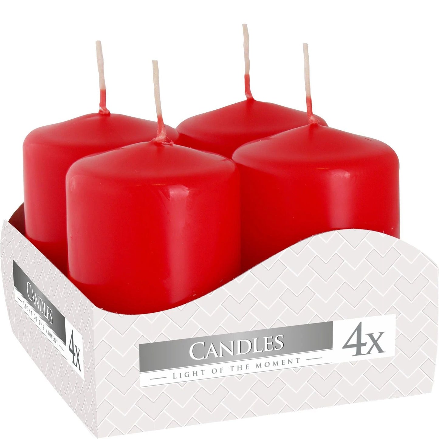 Set of 4 Pillar Candles 40x60mm - Red by AW Dropship UK