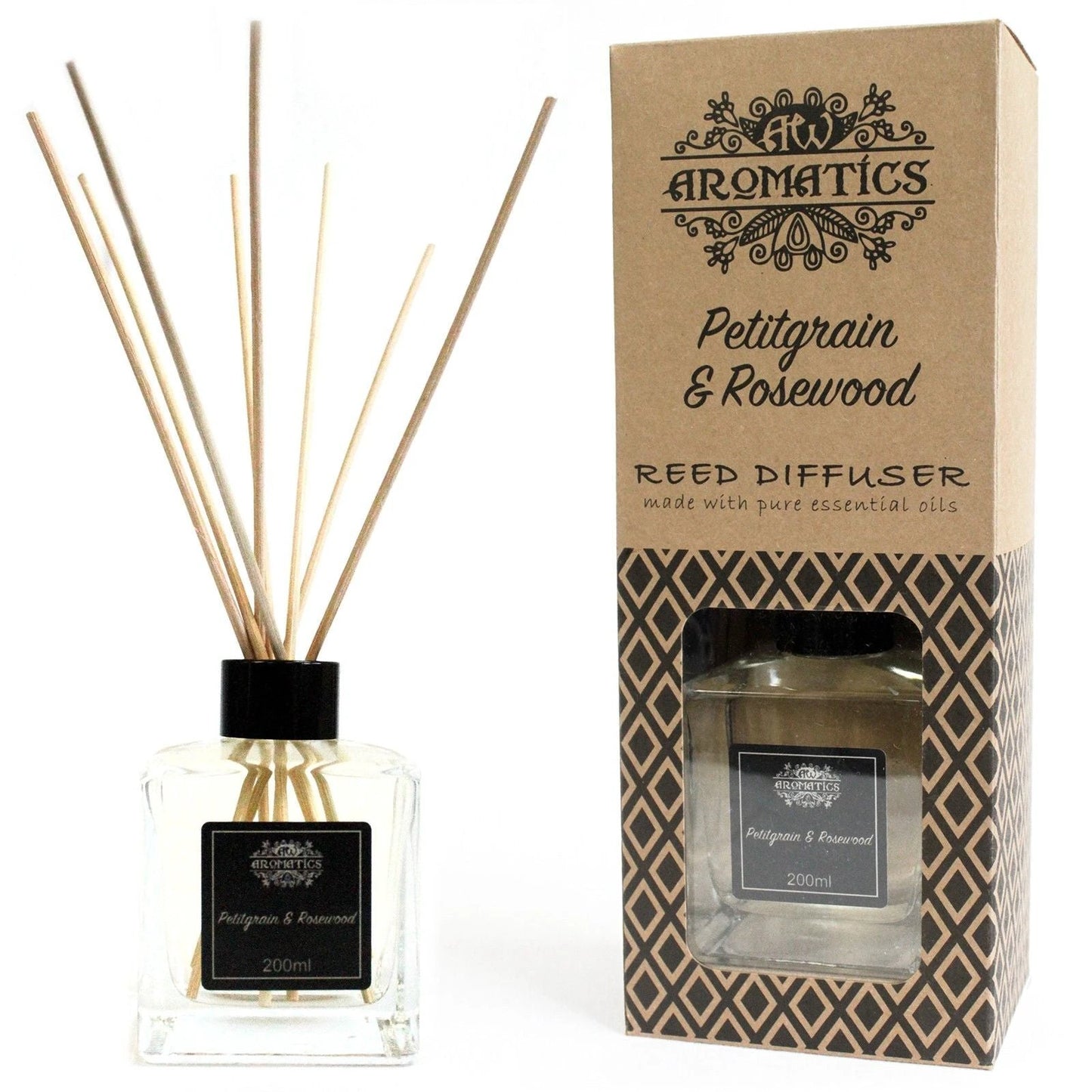 200ml Petitgrain & Rosewood Essential Oil Reed Diffuser by AW Dropship UK