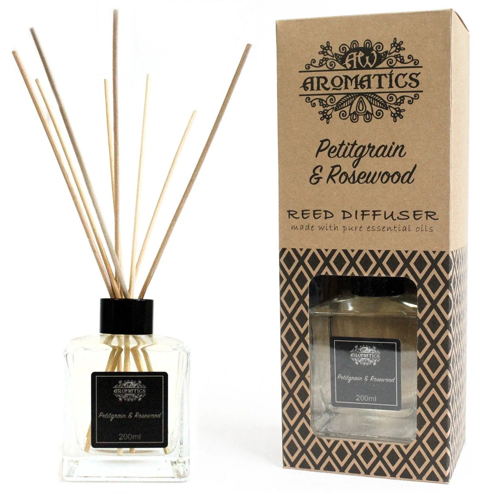 200ml Petitgrain & Rosewood Essential Oil Reed Diffuser by AW Dropship UK