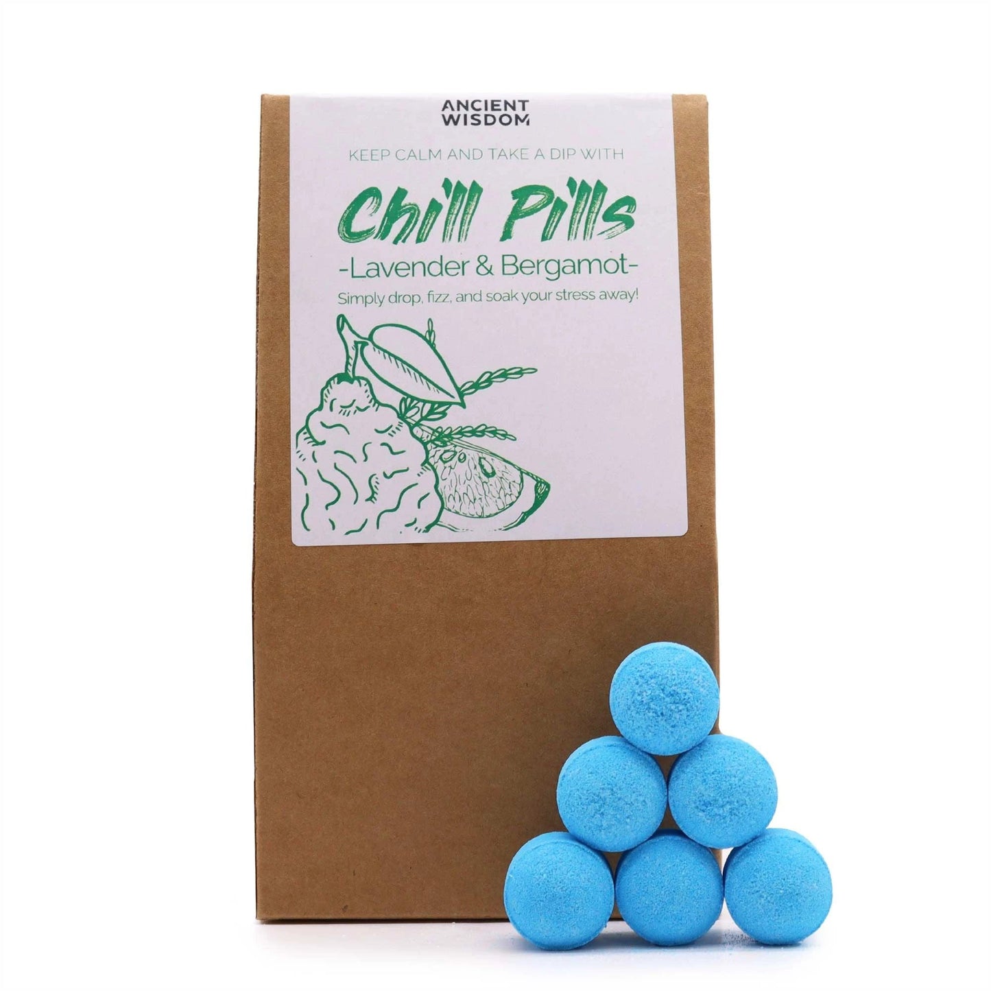 Chill Pills Gift Pack 350g Lavender and Bergamot Hand Crafted Bath Essentials Spa Gift Set by AW Dropship UK