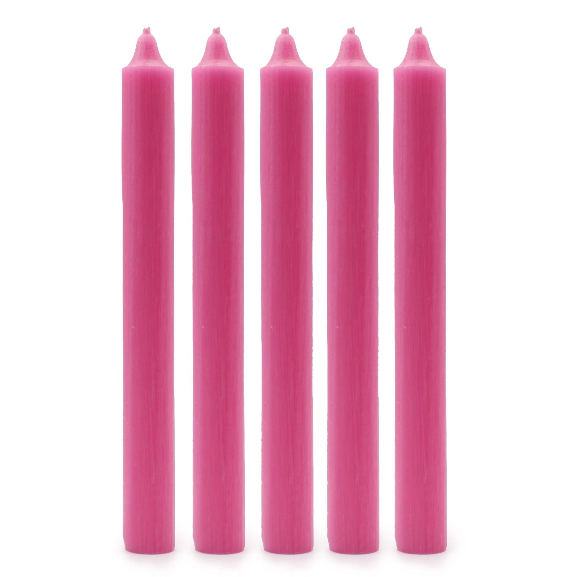 Solid Colour Dinner Candles - Rustic Deep Pink - Pack of 5 by AW Dropship UK