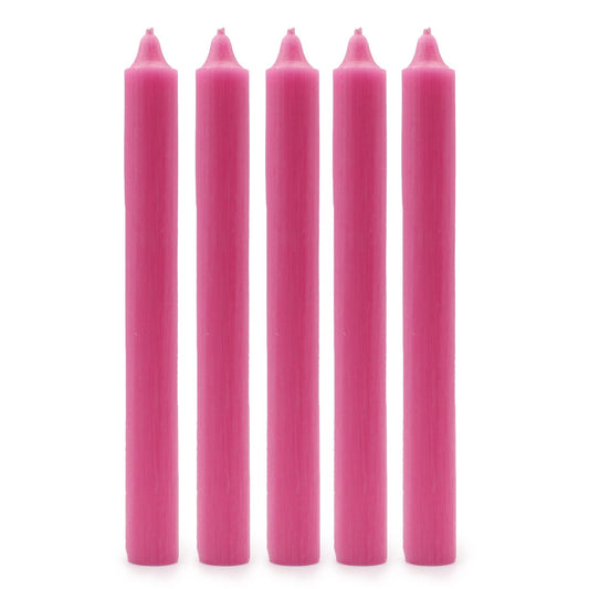 Solid Colour Dinner Candles - Rustic Deep Pink - Pack of 5 by AW Dropship UK