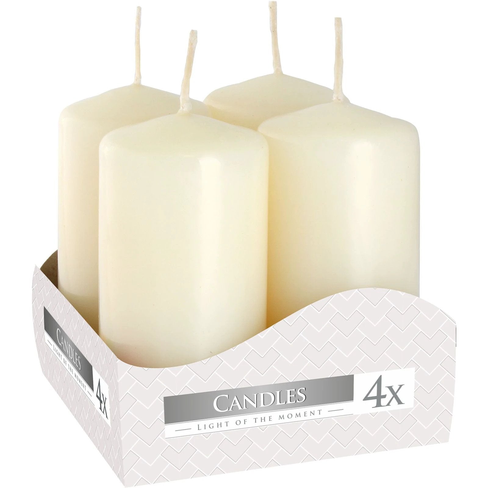 Set of 4 Pillar Candles 40x80mm - Ivory by AW Dropship UK