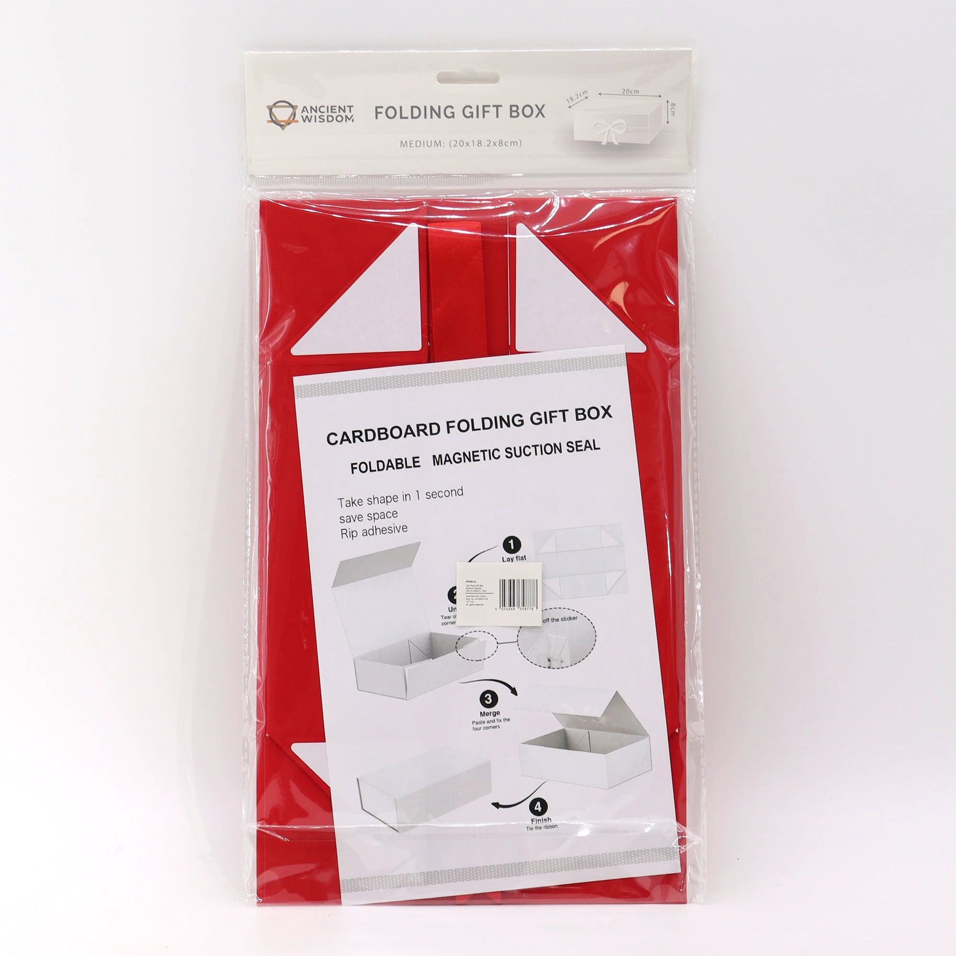 Flat Pack Gift Box - Medium Square (20x18.2x8cm) - Red by AW Dropship UK