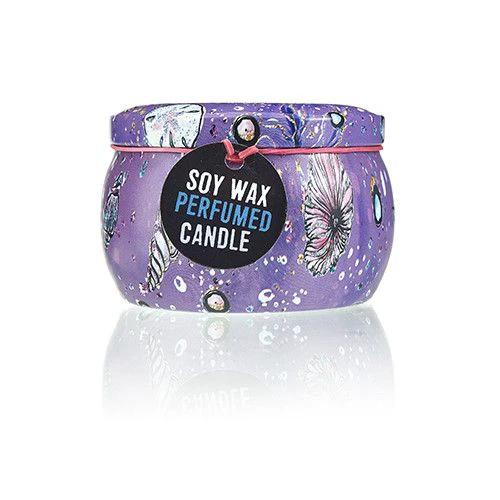Art Tin Candle - Assorted Design - Sea life - Rasberry by AW Dropship UK