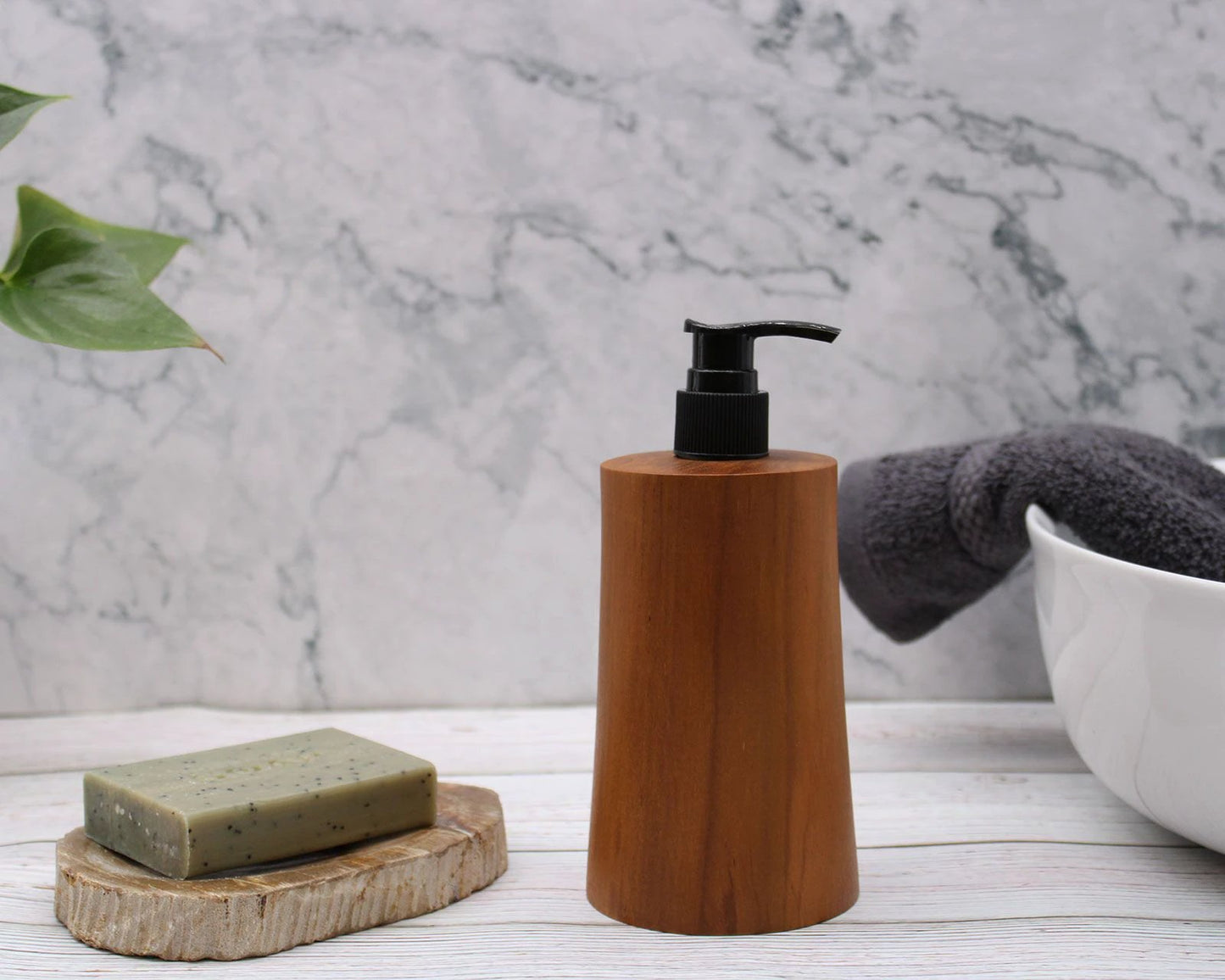 Natural Teakwood Soap Dispenser - Taper by AW Dropship UK
