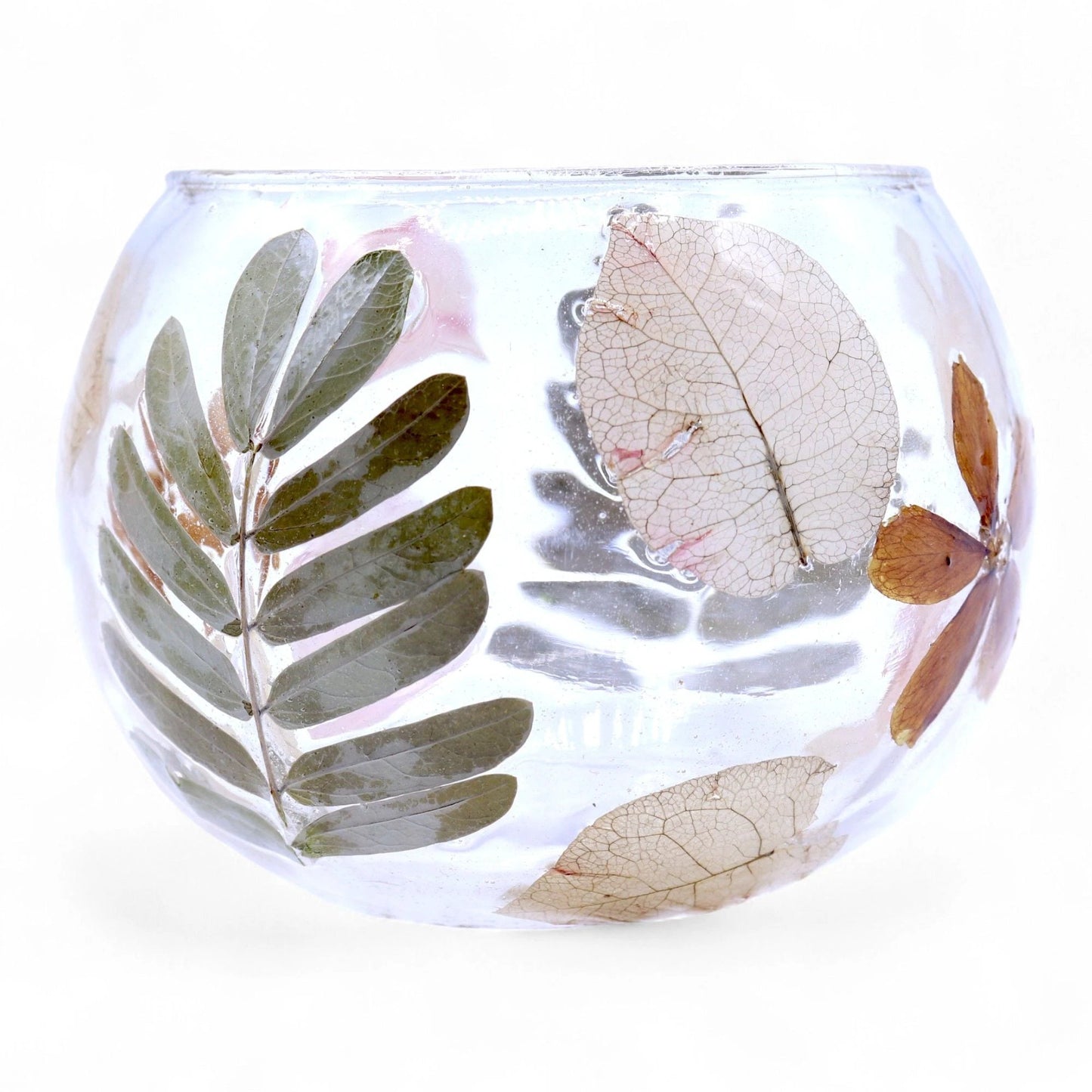 Natural Floral Glass - Bowl Candle Holder - Primavera - (8x10cm) by AW Dropship UK