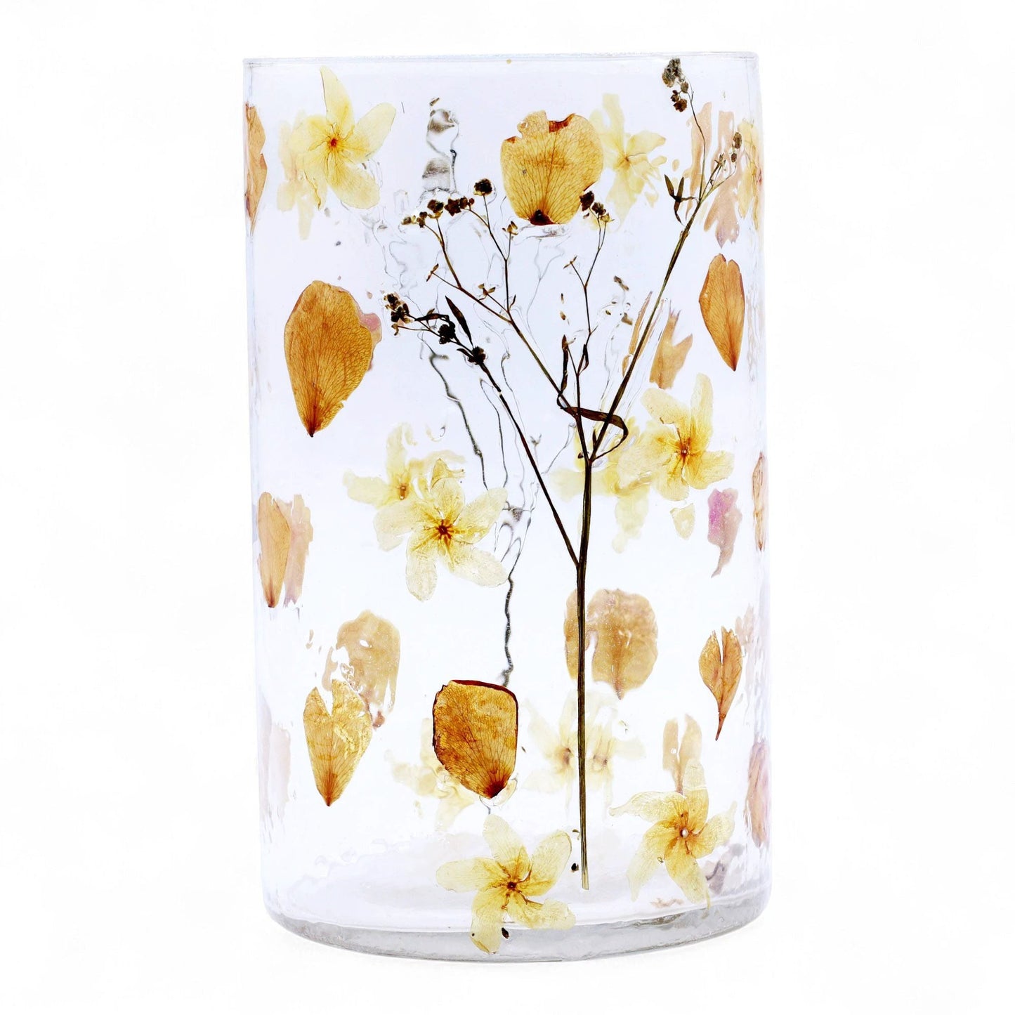 Natural Floral Glass - Tall Vase Candle Holder - Rose - (19x11cm) by AW Dropship UK