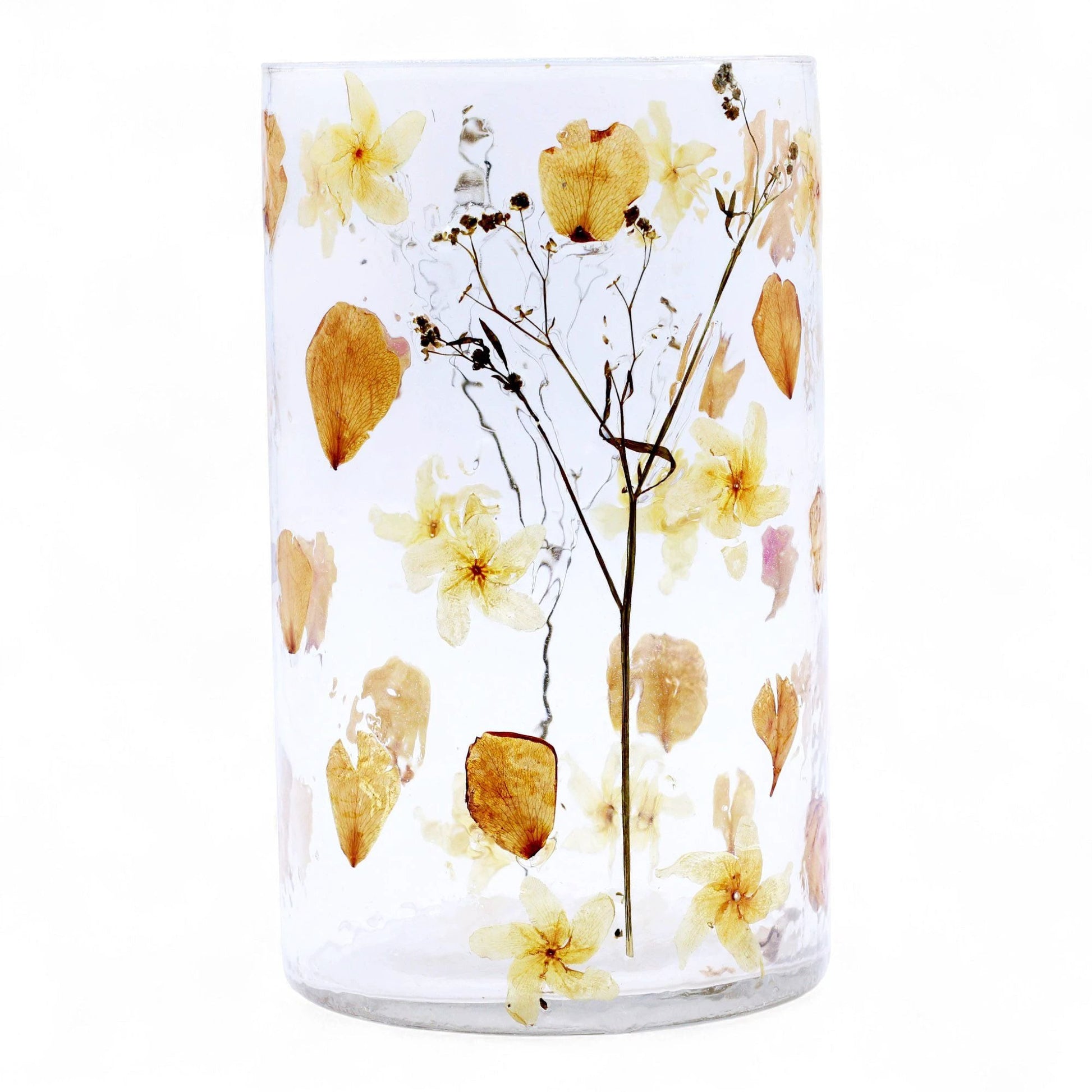 Natural Floral Glass - Tall Vase Candle Holder - Rose - (19x11cm) by AW Dropship UK
