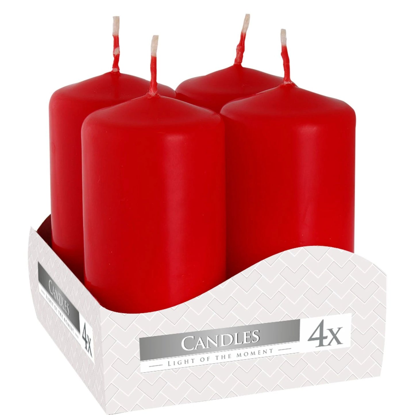 Set of 4 Pillar Candles 40x80mm - Red by AW Dropship UK