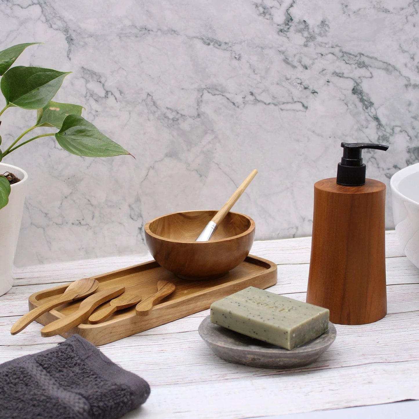 Natural Teakwood Soap Dispenser - Taper by AW Dropship UK