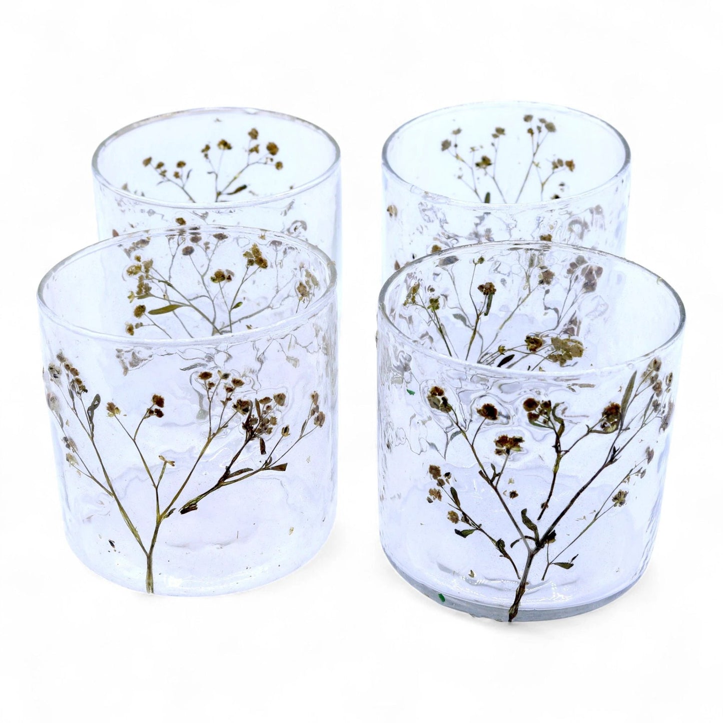 Natural Floral Glass - Straight Candle Holder - Margarita - (8x8cm) by AW Dropship UK