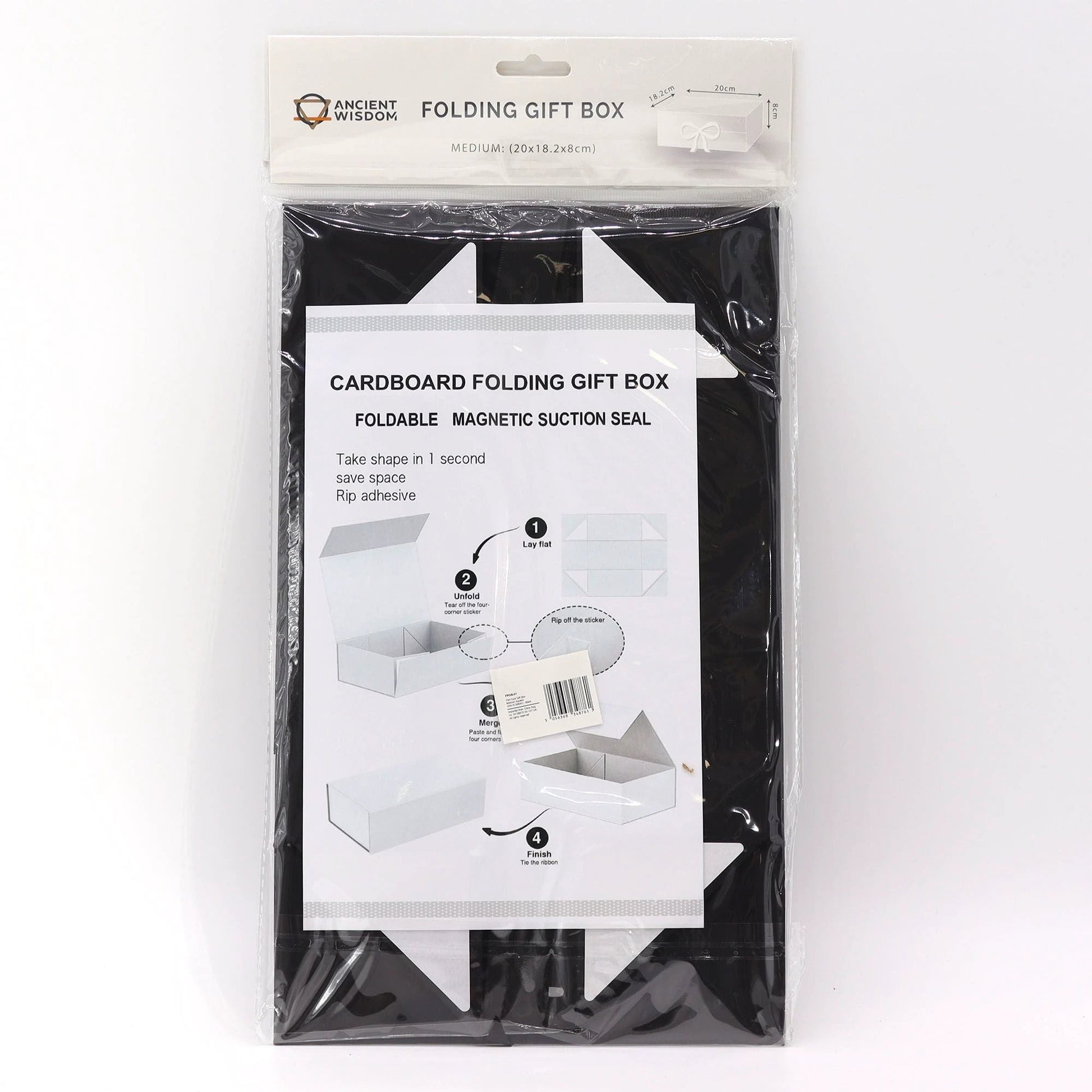 Flat Pack Gift Box - Medium Square (20x18.2x8cm) - Black by AW Dropship UK